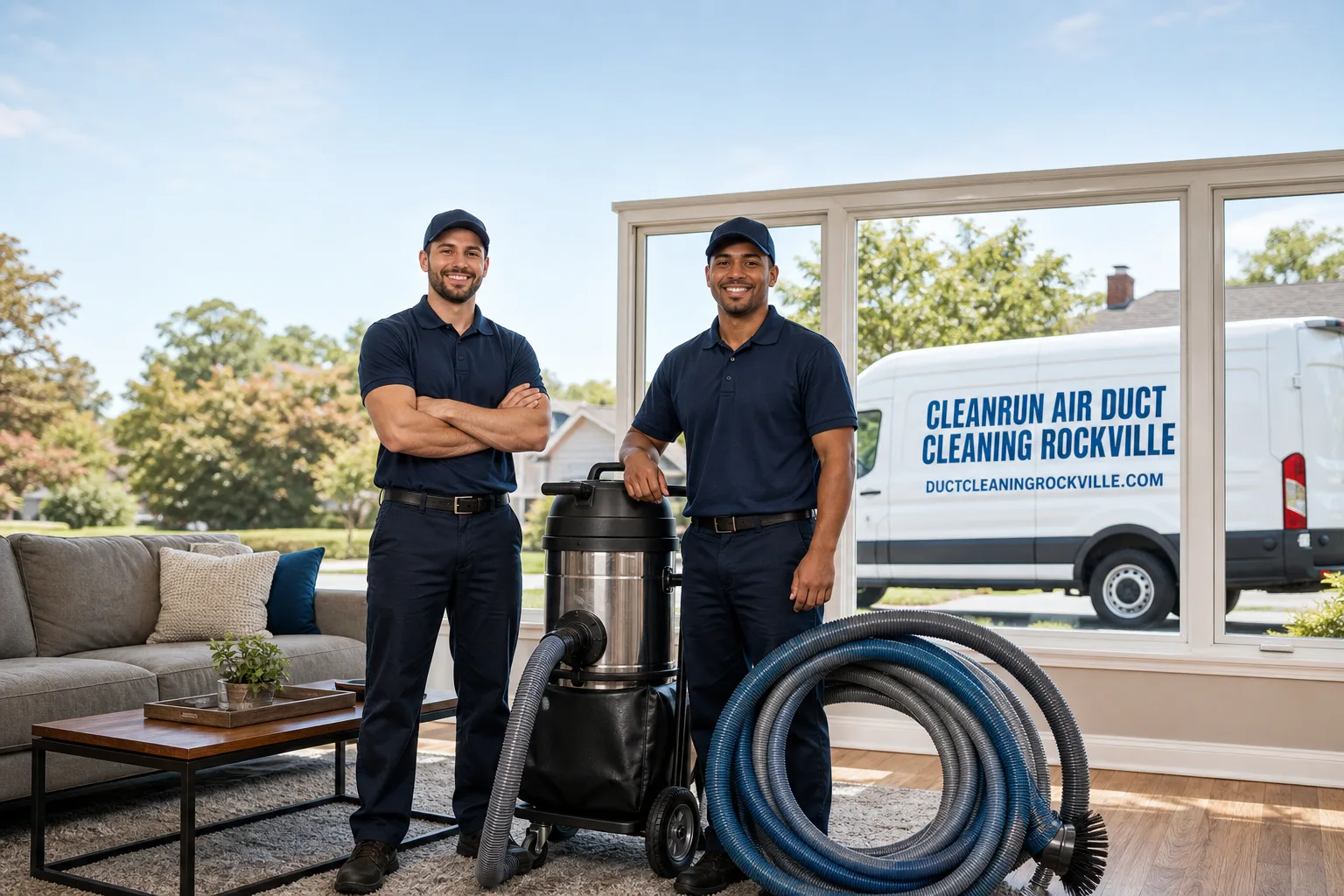 CleanRun Air Duct Cleaning Rockville air duct cleaning service vehicle and crew in Rockville, MD